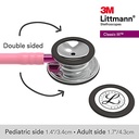 Littmann Classic 3, Miroir, Lyre rose perlé, Tige Rose