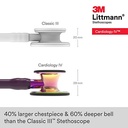 Littmann Cardio 4, Arc-en-ciel Poli, Lyre Prune, Tige Violette