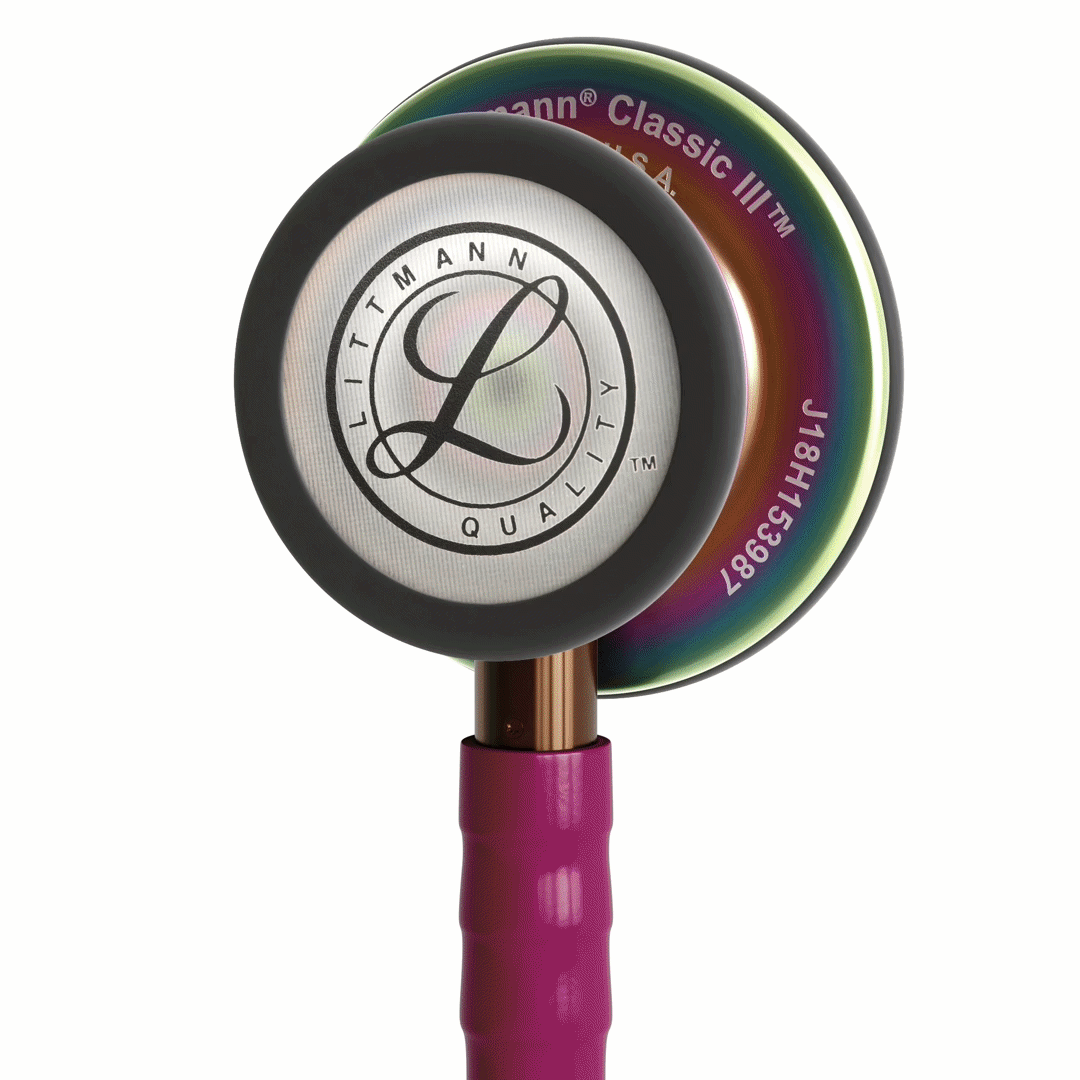 Stéthoscope Littmann Classic III Edition Spéciale - Lyre Framboise - Tête Arc-en-Ciel