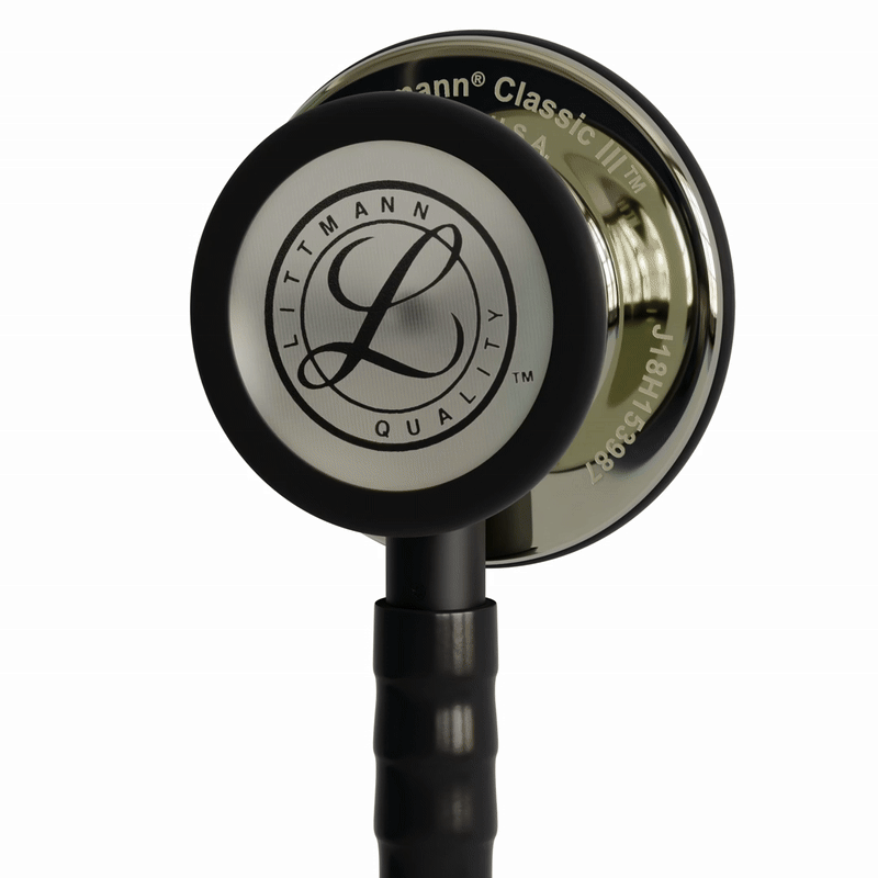 Stéthoscope Littmann Classic III Edition Spéciale - Lyre noire - Tête Finition Miroir Champagne