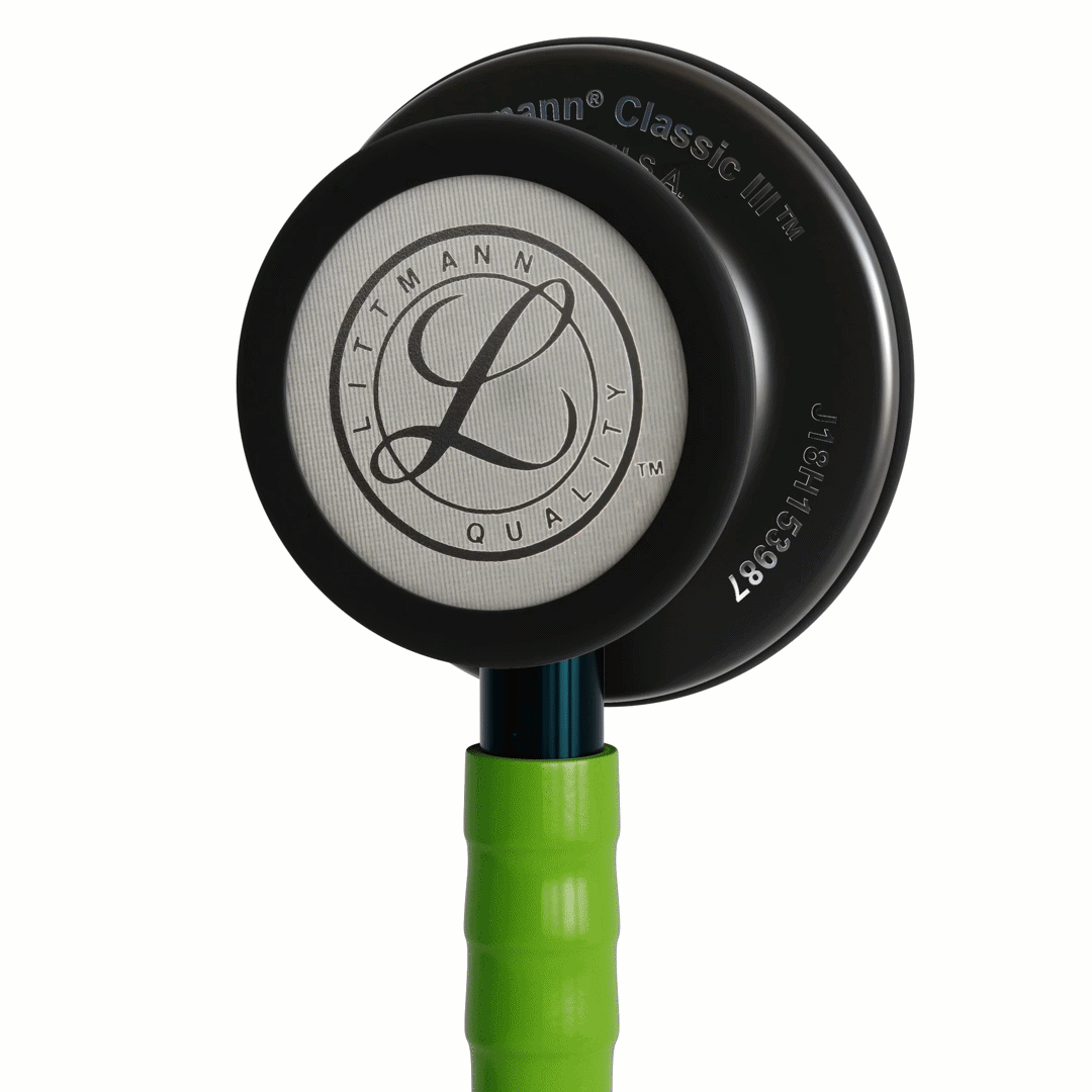 Stéthoscope Littmann Classic III Edition Spéciale - Lyre Vert Lime - Tête Noir Fumé - Tige Bleue