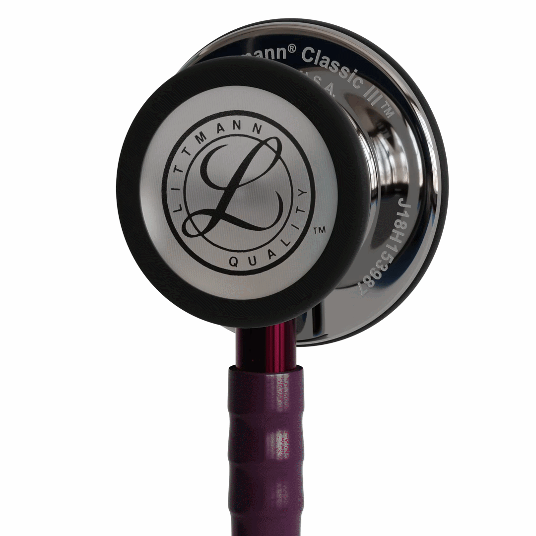Stéthoscope Littmann Classic III Edition Spéciale - Lyre Prune Satin - Tête Miroir - Tige rose