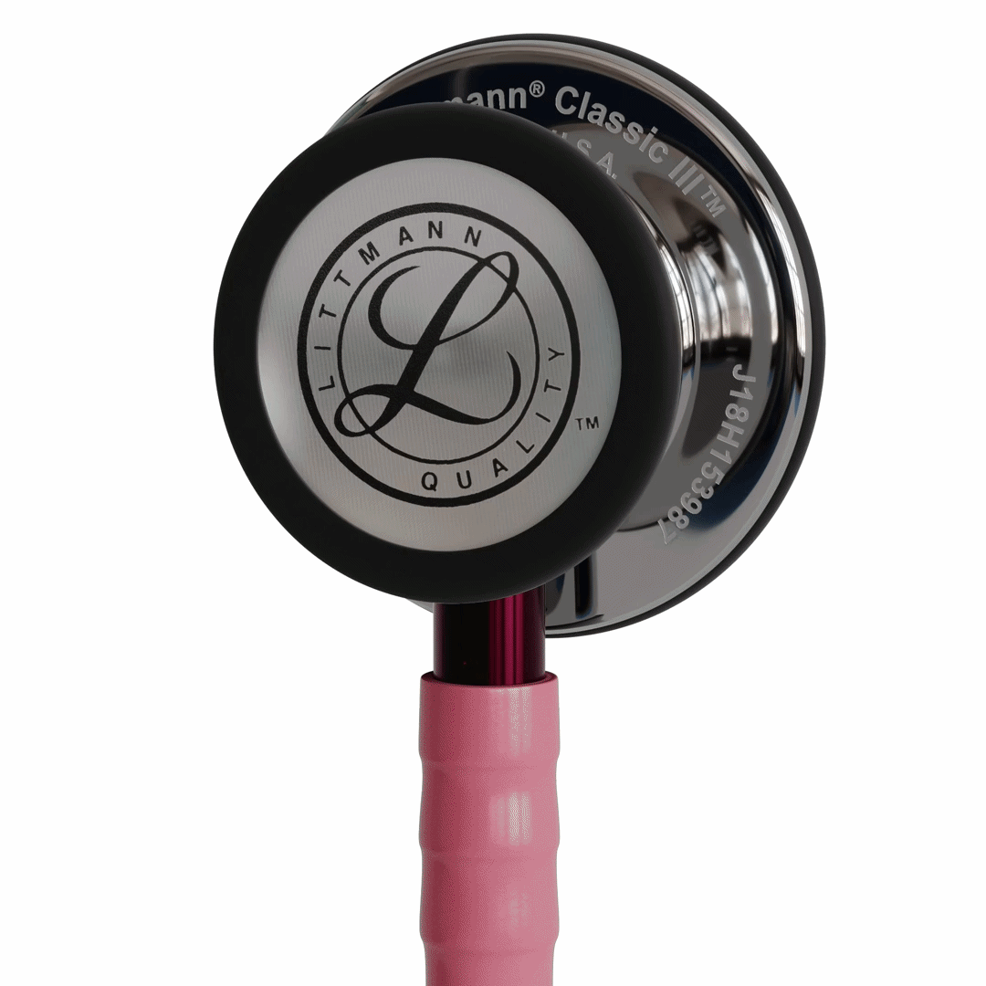 Stéthoscope Littmann Classic III Edition Spéciale - Lyre Rose Perlé - Tête Miroir - Tige rose