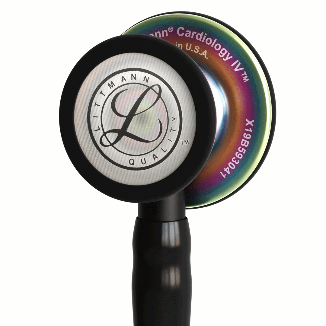 Stéthoscope Littmann Cardiology IV - Lyre Noire- Finition tête Arc-en-Ciel "Rainbow Edition "
