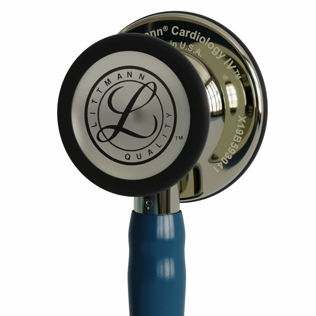 Stéthoscope Littmann Cardiology IV - Lyre Bleu Caraïbes - Finition tête Miroir Champagne