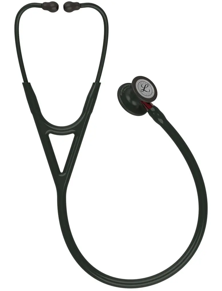 Littmann Cardio 4, Black Edition, Lyre Noire, Tige Rouge