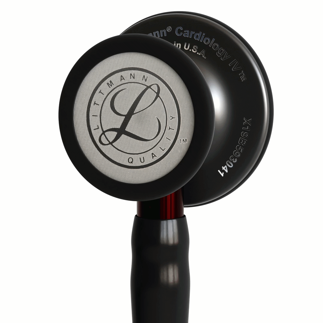 Stéthoscope Littmann Cardiology IV - Lyre Noire- Finition tête Noire - Tige Rouge