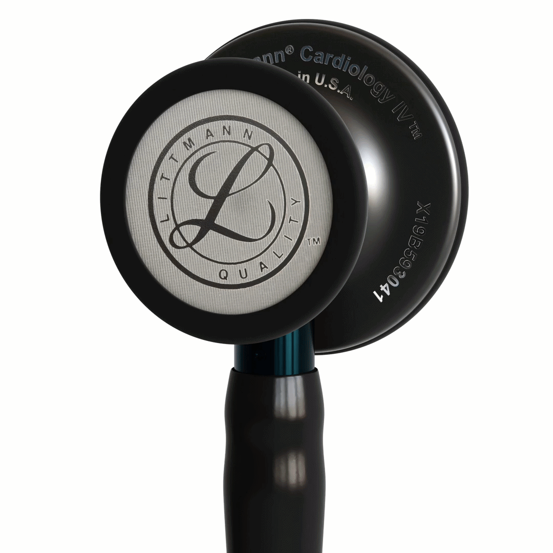 Stéthoscope Littmann Cardiology IV - Lyre Noire- Finition tête Noire -Tige Bleue