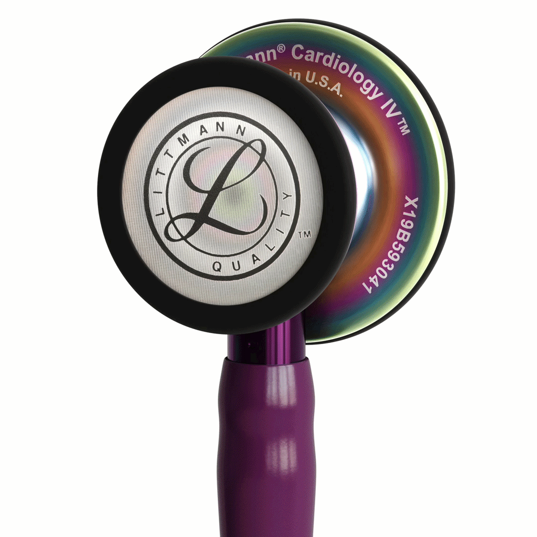 [LITT6205] Stéthoscope Littmann Cardiology IV - Lyre Prune - Finition tête Arc-en-Ciel - Tige Violette