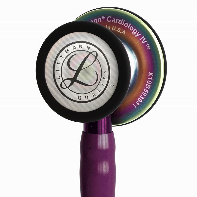 [LITT6239] Stéthoscope Littmann Cardiology IV - Lyre Prune- Finition tête Arc-en-Ciel Poli - Tige Violette