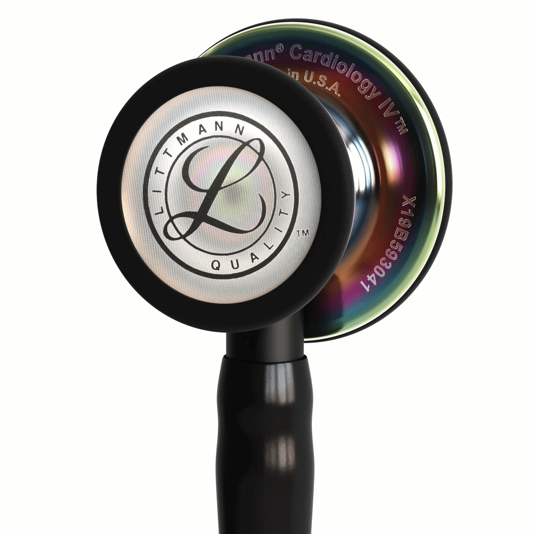 [LITT6240] Stéthoscope Littmann Cardiology IV - Lyre Noire - Finition tête Arc-en-Ciel Poli- Tige Smoke Miroir