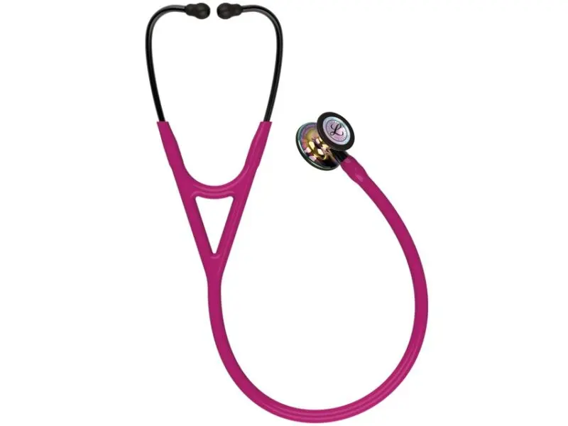 Littmann Cardio 4, Arc-en-ciel Poli, Lyre Framboise, Tige fumée