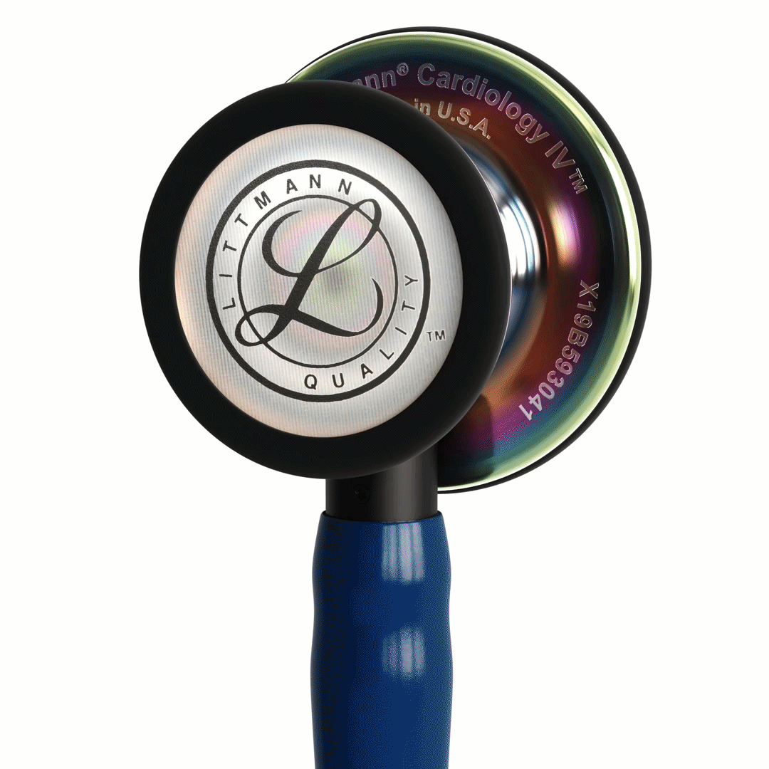 [LITT6242] Stéthoscope Littmann Cardiology IV - Lyre Bleu Marine - Finition tête Arc-en-Ciel Poli- Tige Noire