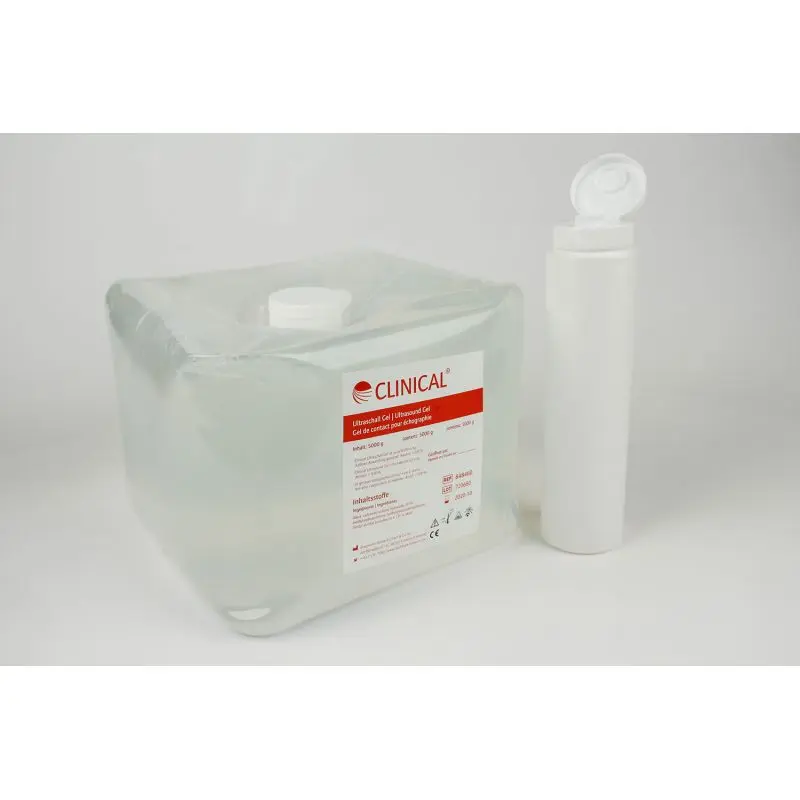 Gel de contact transparent pour échographie - Cubi 5 litres + Flacon 250 ml