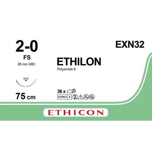 Ethilon 2/0 EXN32 Aiguille 26 mm BLU 75CM /pce