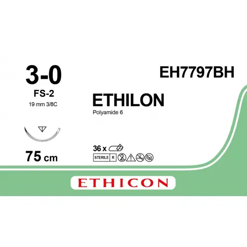 Ethilon 3/0 EH7797BH Aiguille 19 mm BLU 75CM /pce