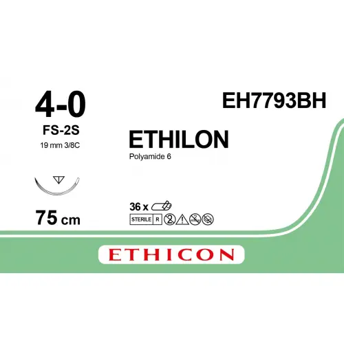 [EH7793BH] Ethilon 4/0 EH7793BH Aiguille 19 mm BLU 75CM /pce