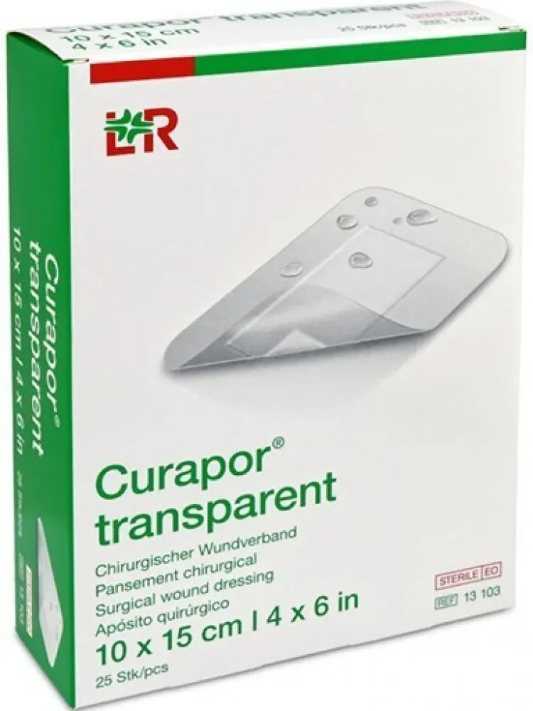 Pansements chirurgicaux CURAPOR TRANSPARENT avec compresse non adhérente stérile - 10 X 15 Cm - Boîte de 25
