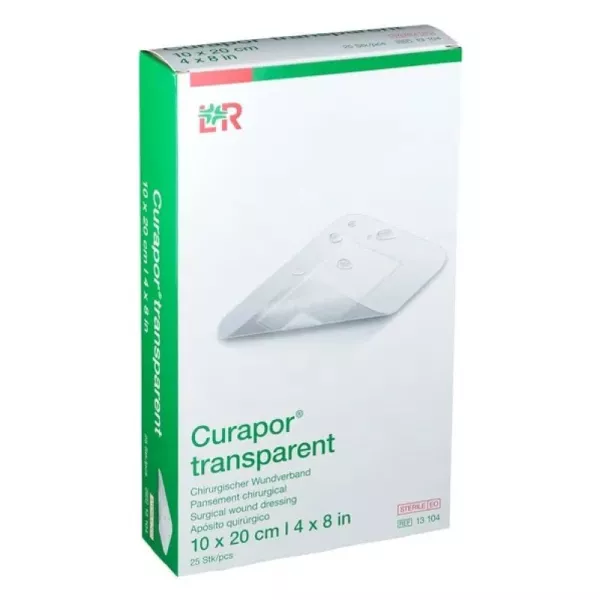 Pansements chirurgicaux CURAPOR TRANSPARENT avec compresse non adhérente stérile - 10 X 20 Cm - Boîte de 25