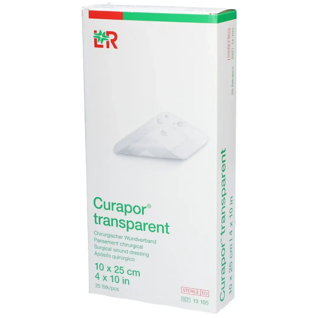 Pansements chirurgicaux CURAPOR TRANSPARENT avec compresse non adhérente stérile - 10 X 25 Cm - Boîte de 25