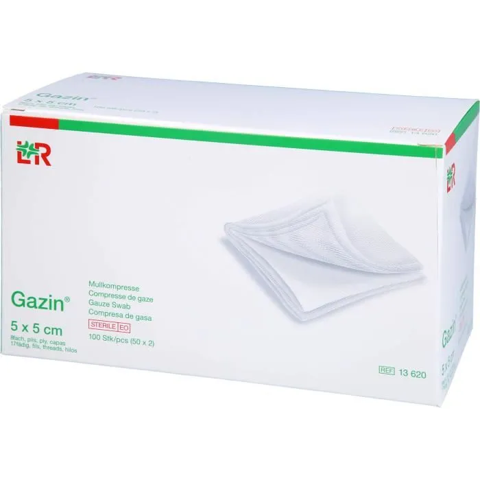 [LR18500] Compresses de gaze GAZIN 5 x 5 cm Non-Stérile - Paquet de 100 compresses
