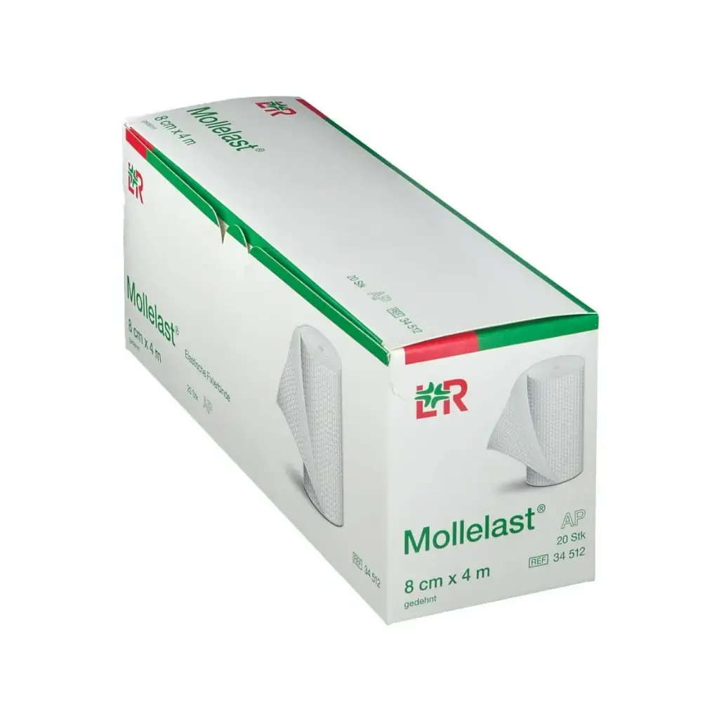 [LR19412] Bande de fixation élastique Mollelast NUE 8cm x 4m Non-Stérile - Boîte de 20