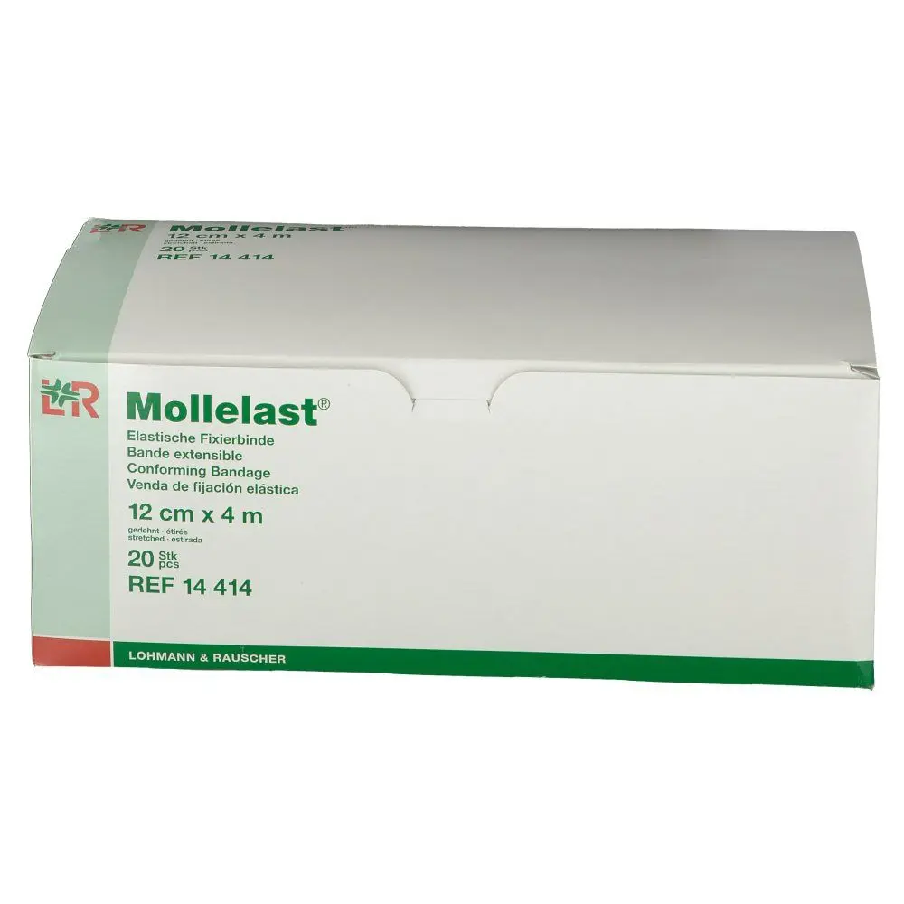 [LR19414] Bande de fixation élastique Mollelast NUE 12cm x 4m Non-Stérile - Boîte de 20