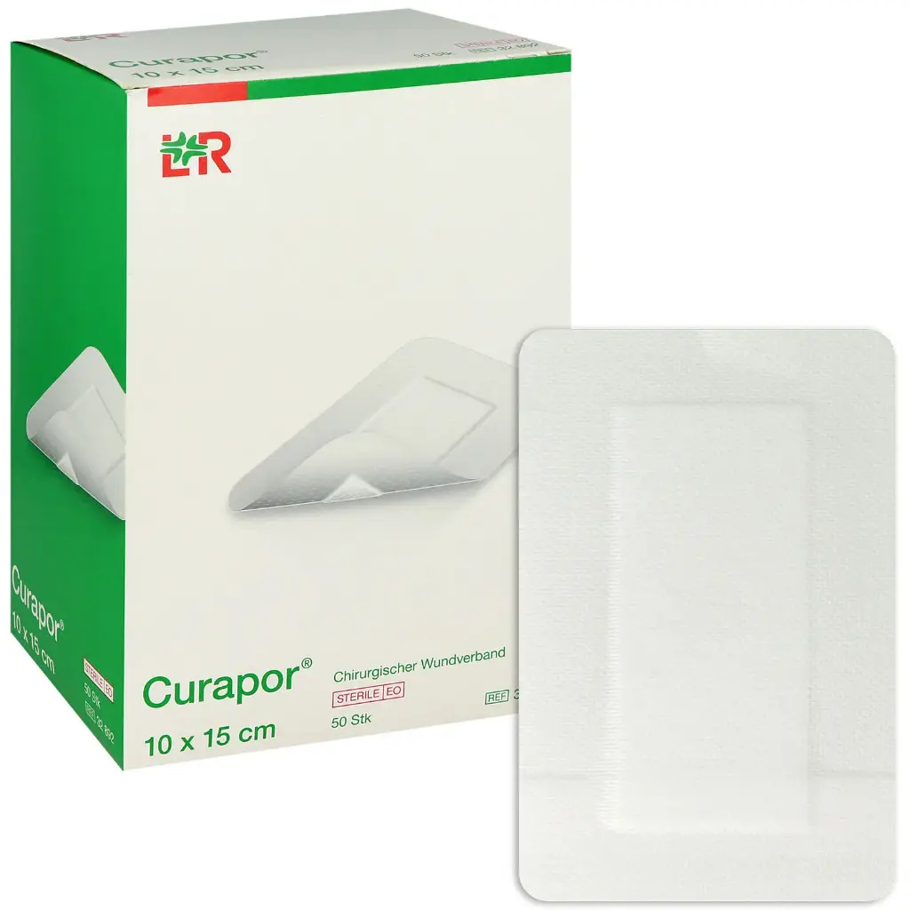 Pansements chirurgicaux CURAPOR avec compresse non adhérente stérile - 10 x 15 cm - Boîte de 50