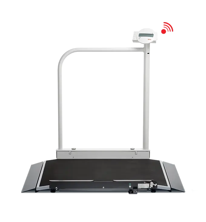 SECA 677 - Platforme de pesée, classe d'étalonnage III(3) digitale, BMI, incl. 2 rampes Interface RS232 intégré Alimentation: bloc d'alimentation Tension/fréquence: 100-240V AC/50-60Hz Adaptateur de fiche: EURO, UK, AUS, US Capacité: 300kg Division: 100g < 200kg > 200g