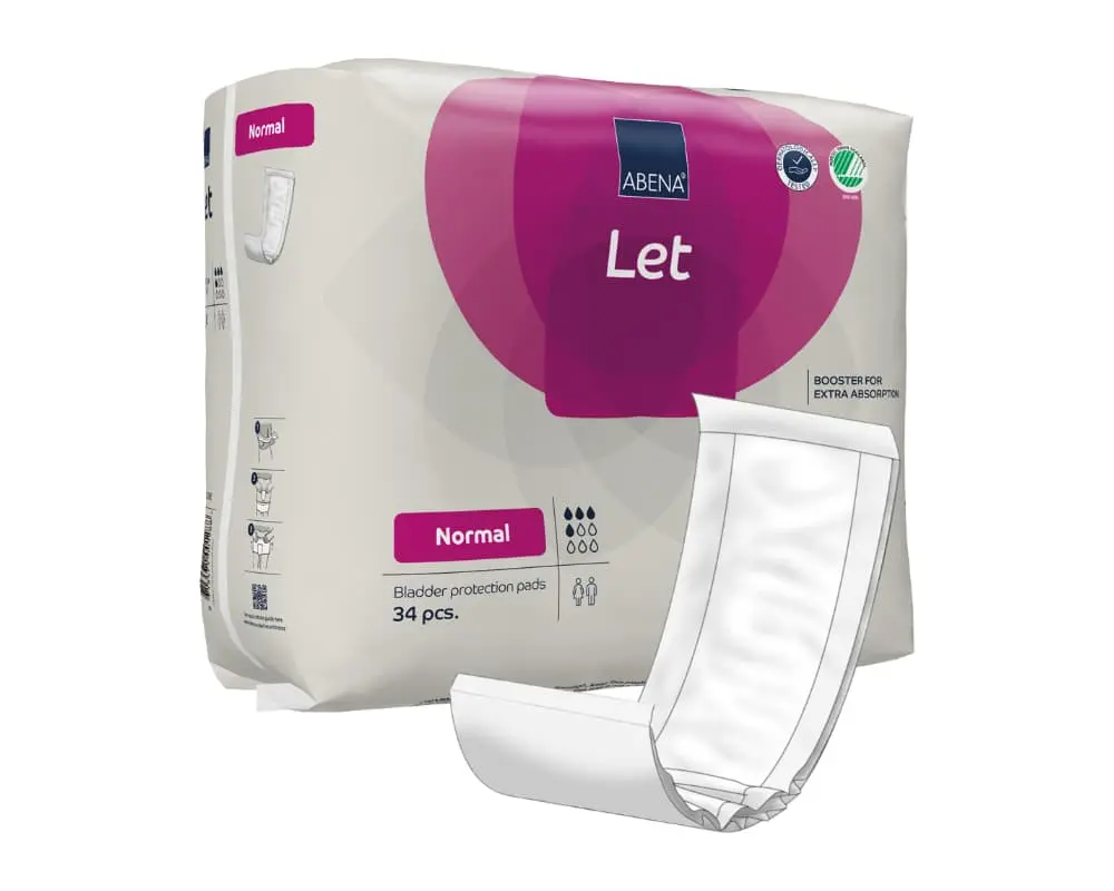 ABENA LET - NORMAL - Lange à insérer rectangulaire - sans plastic - 14 x 39 cm - 500 ml - Rose - 9 x 34pièces 