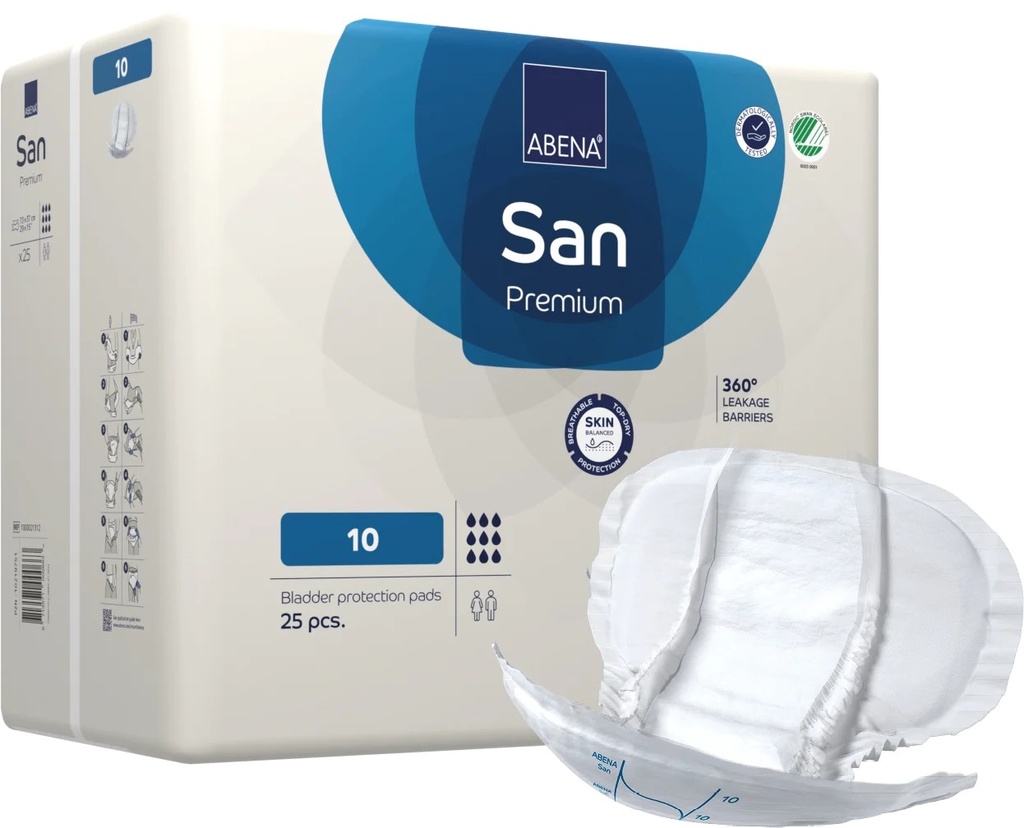 ABENA SAN PREMIUM - 10 - Lange anatomique - 36 x 70 cm - 2800 ml - Bleu - 4x25pièces 