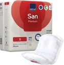ABENA SAN PREMIUM - 3 - Lange anatomique avec bande adhésive - 11 x 33 cm - 500 ml - Rouge - 7x28pièces 