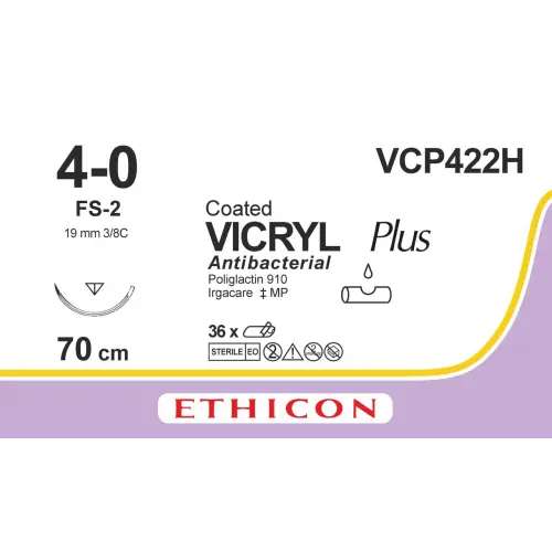 [VCP422H] VICRYL™ VCP422H 4-0 3-0 COATED VICRYL PLUS UNDYED  FS-2 70cm / 36 fils