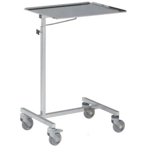 Table de Mayo - Tourinox Assistant muet 926AF PIÈTEMENT EN « H »  Bords Relevés Roues Ø 100 mm antistatiques dont 2 à freins