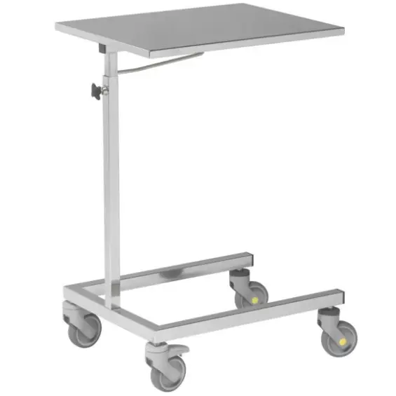 Table de Mayo - Tourinox Assistant muet 925AF PIÈTEMENT EN « U »  BORDS TOMBÉS Roues Ø 100 mm antistatiques dont 2 à freins