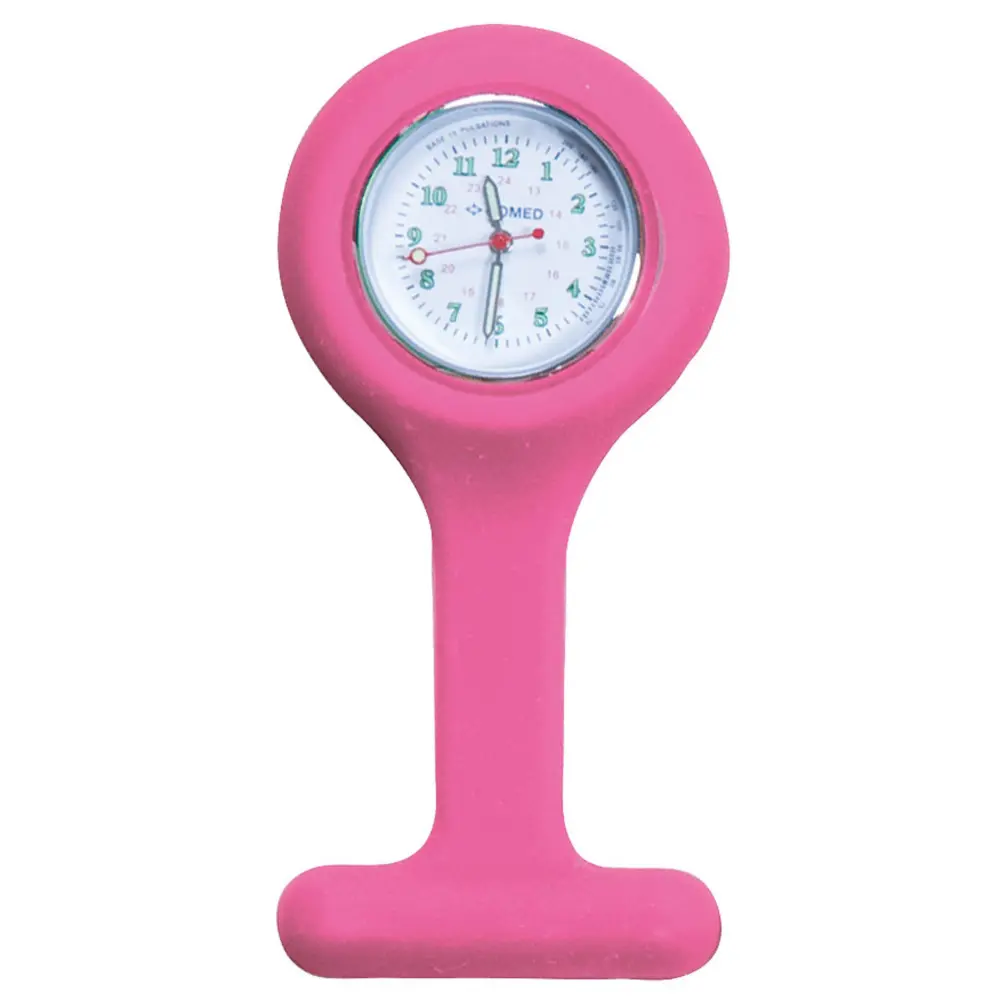 Montre infirmière étanche avec boitier en silicone rose