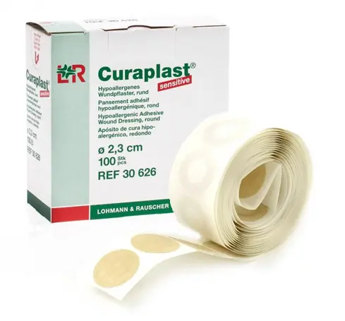 [30626] L&R Curaplast sensitive - non stérile - Rond ø2,3cm en rouleau distributeur (100pcs)