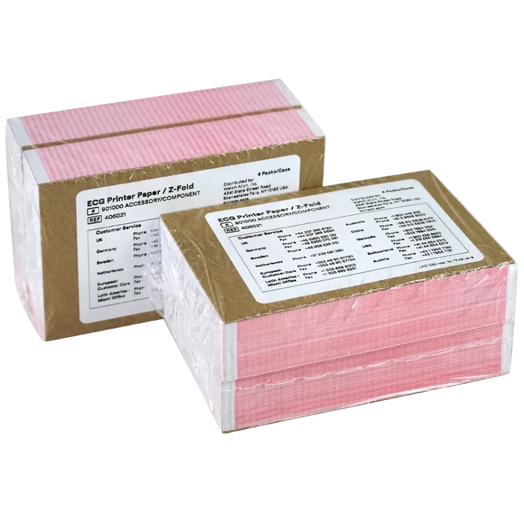 [406021] Papier thermique pour WelchAllyn CP50 Z-fold Paquet de 4.