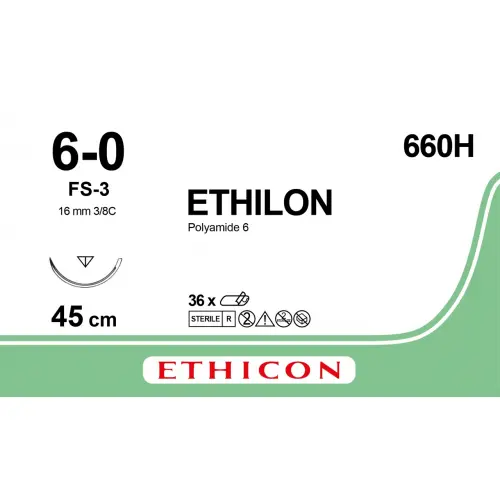 [660H] Ethilon 6/0 660H aig 16 mm 3/8 circle BLK 45CM /pce
