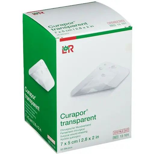 [LR13101] Pansements chirurgicaux CURAPOR TRANSPARENT avec compresse non adhérente stérile - 7 X 5 Cm - Boîte de 50
