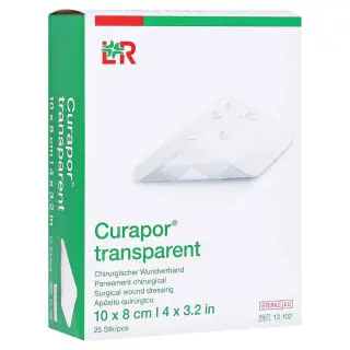 [LR13102] Pansements chirurgicaux CURAPOR TRANSPARENT avec compresse non adhérente stérile - 10 X 8 Cm - Boîte de 25