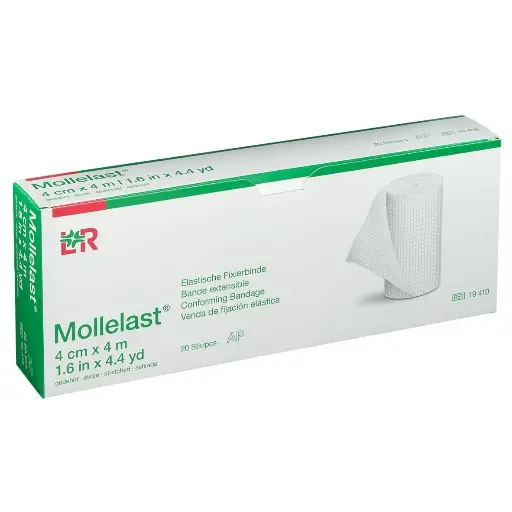 [LR19410] Bande de fixation élastique Mollelast NUE 4cm x 4m Non-Stérile - Boîte de 20