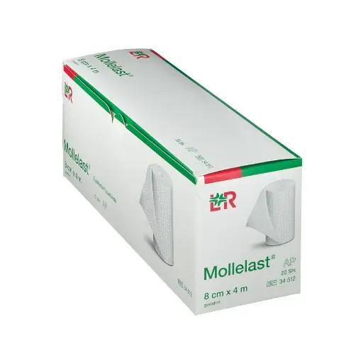 [LR19412] Bande de fixation élastique Mollelast NUE 8cm x 4m Non-Stérile - Boîte de 20
