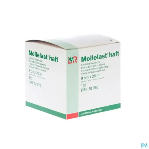 [LR30070] Bande de fixation élastique Mollelast HAFT 8cm x 20m Non-Stérile