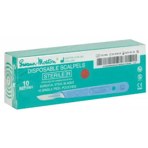 [BISTOURIMONT10] Bistouri monté (Manche + Lames) stérile à usage unique n°10 - Boîte de 10