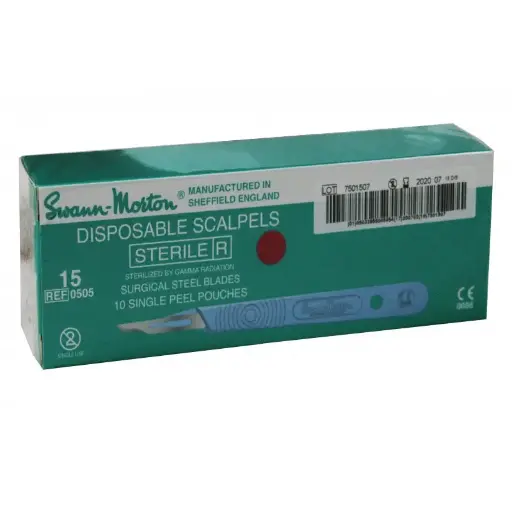 [BISTROUMONT15] Bistouri monté (Manche + Lames) stérile à usage unique n°15 - Boîte de 10