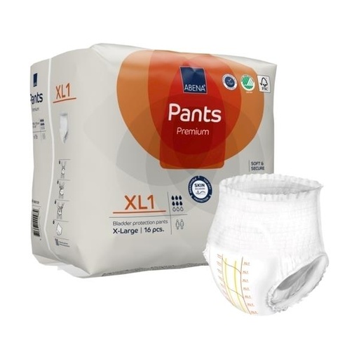 [ABENA PANTS-XL] ABENA PANTS PREMIUM - XL1 - Lange culotte - 90 x 105 cm - Taille hanche 130-170 cm - 1400 ml - Orange - 6x16pièces 