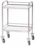 [Tourinox266] Tourinox Guéridon 600x400mm avec guidons de poussée/2 plateaux bords relevés/roues diamètre 100mm 