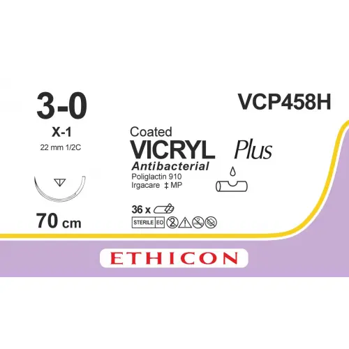 VICRYL™ VCP493H 5-0 COATED VICRYL PLUS UNDYED  P-3 PRIME 45cm / 36 fils  